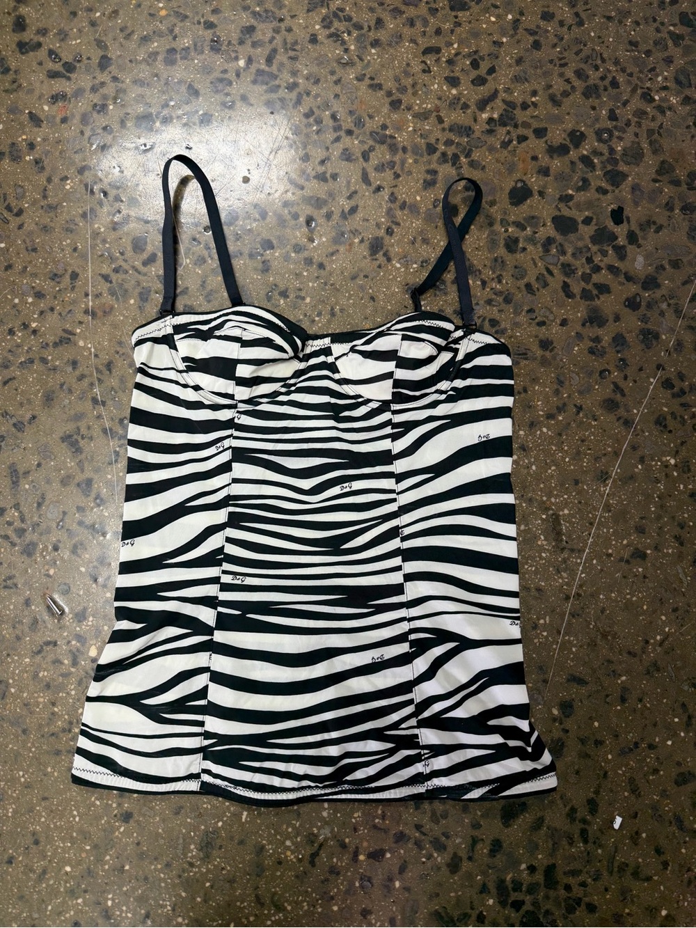Dolce & Gabbana Black and White Zebra Print Bustier Top